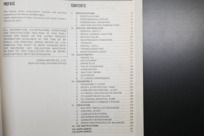 OEM Honda 6189102 GV400 Engine Shop Repair Manual