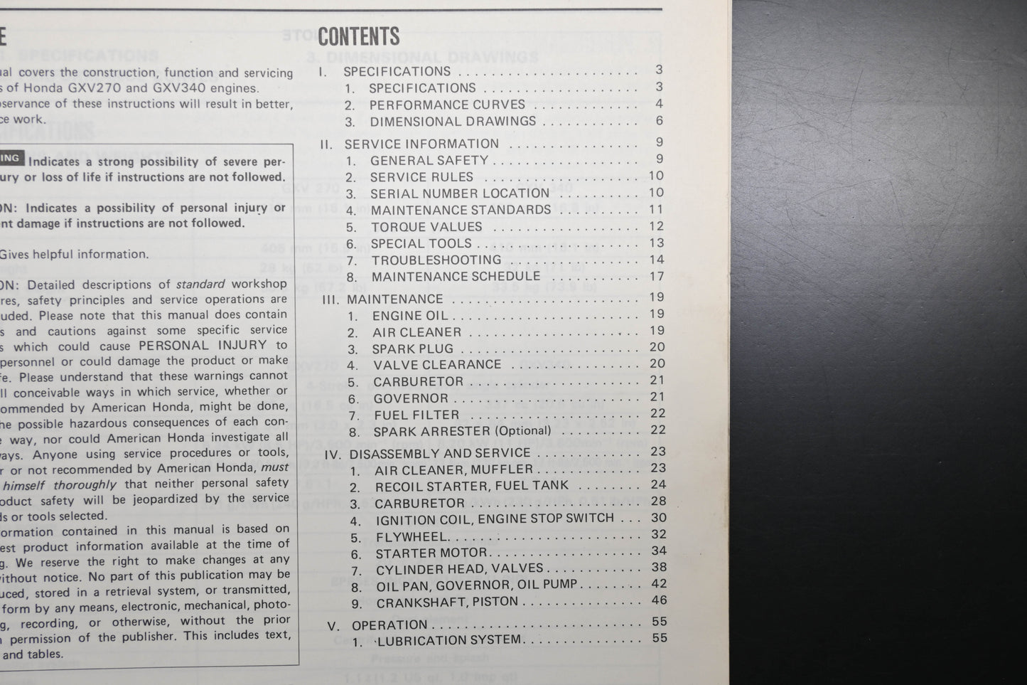 OEM Honda 61ZE801 GXV270 GXV340 Engine Shop Repair Manual