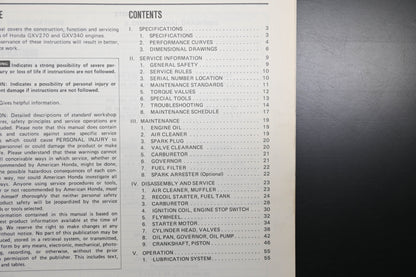 OEM Honda 61ZE801 GXV270 GXV340 Engine Shop Repair Manual