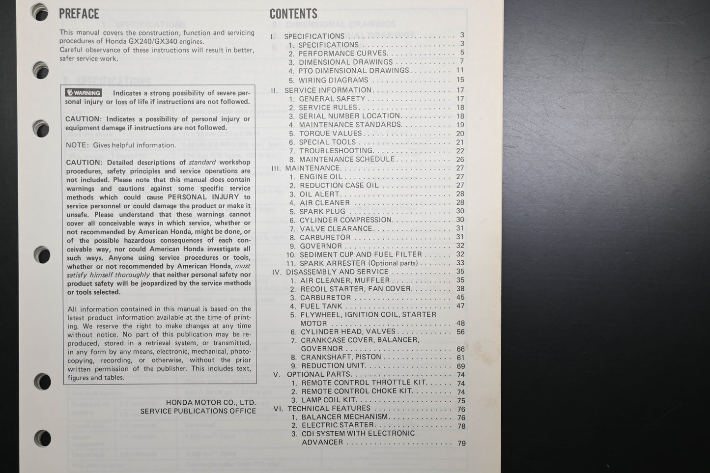 OEM Honda 61ZE201 GX240 GX340 Engine Shop Repair Manual