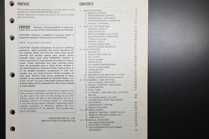 OEM Honda 61ZE201 GX240 GX340 Engine Shop Repair Manual