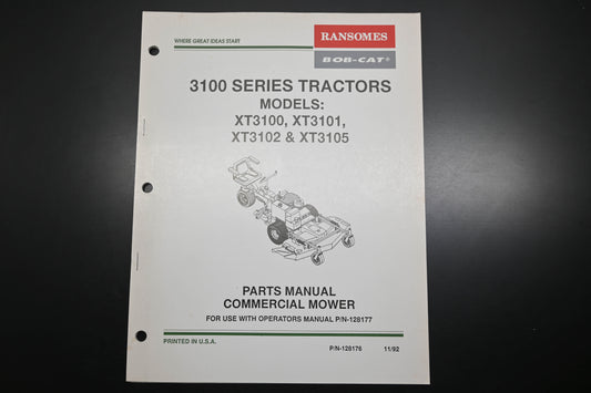 Bob-Cat 128176 3100 Series Tractor Mowers Parts Manual