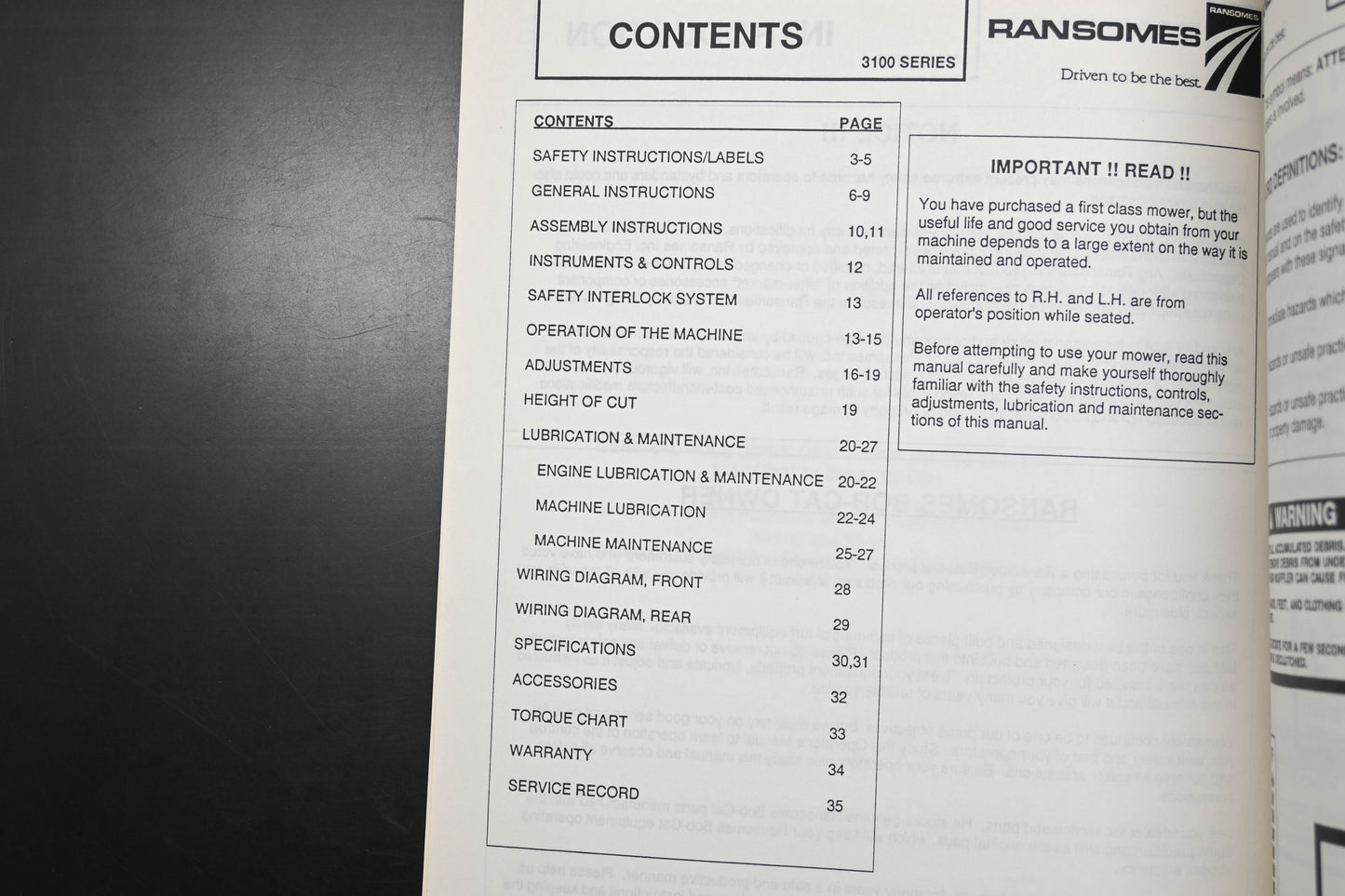 Bob-Cat 128177 3100 Series Tractor Mowers Parts Manual