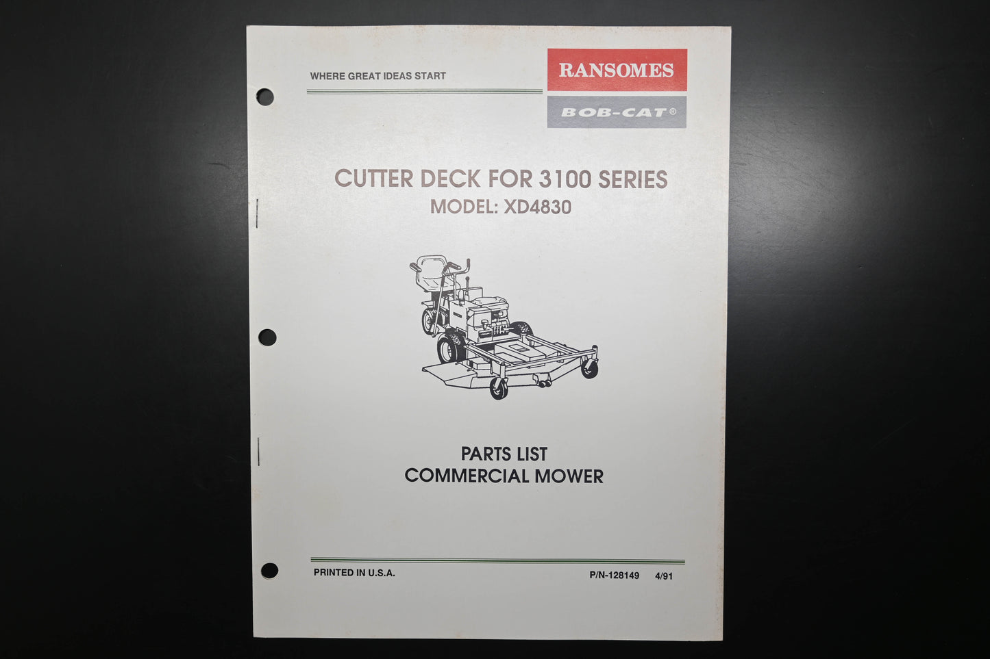 Bob-Cat 128149 XD4830 Cutter Deck Parts List