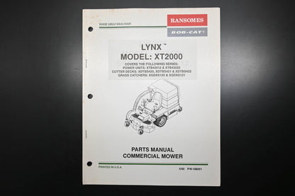 Bob-Cat 188051 XT2000 Lynx Model Mower Parts Manual