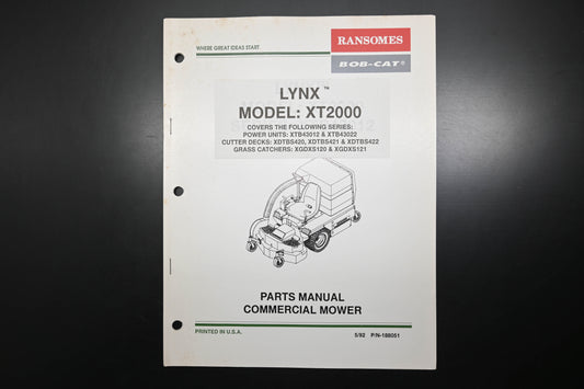 Bob-Cat 188051 XT2000 Lynx Model Mower Parts Manual
