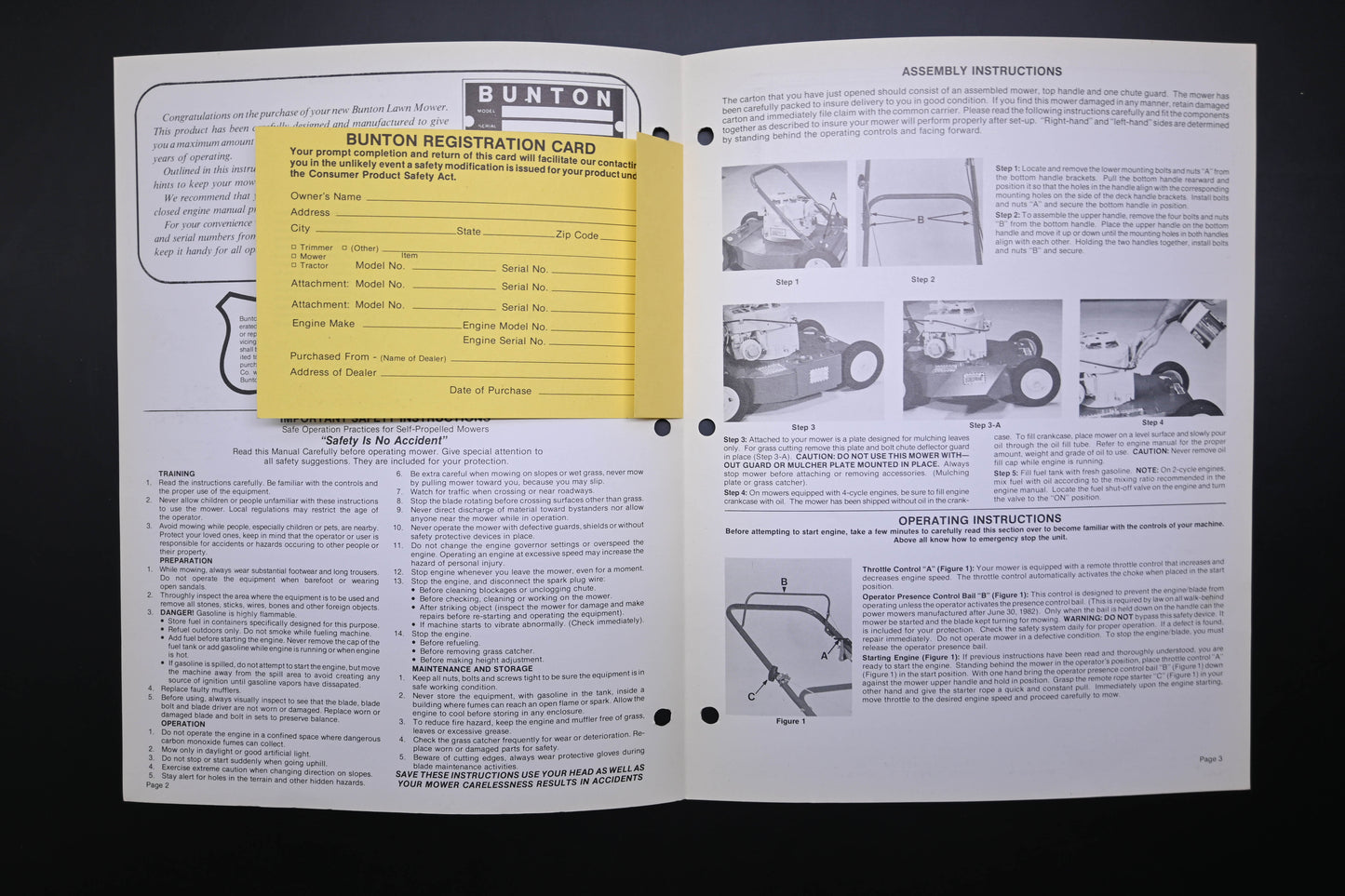 Bunton B8959 21" Push Mower Instruction Manual