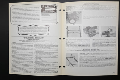 Bunton B8960 21" Push Mower Instruction Manual