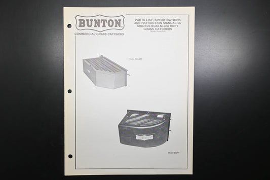 Bunton B8901 BGCLM BGPT Grass Catcher Parts List & Owners Manual