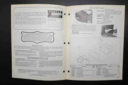 Bunton B8901 BGCLM BGPT Grass Catcher Parts List & Owners Manual