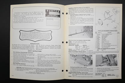 Bunton B9001 Rider Attachment Parts List & Owner's Manual