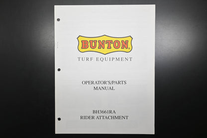 Bunton B9237 BH3661RA Rider Attachment Operator's Parts Manual