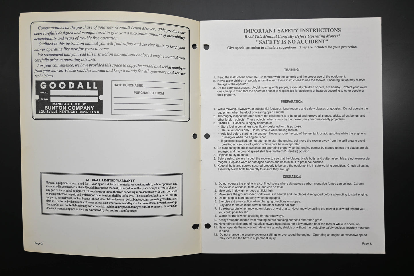 Goodall G9002 36" - 52" Self Propelled Mower Instruction Manual