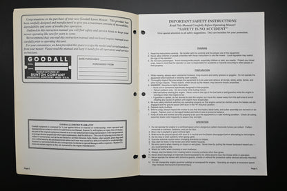 Goodall G9002 36" - 52" Self Propelled Mower Instruction Manual