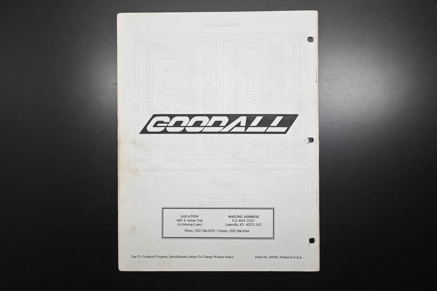 Goodall G9106 36" - 52" Self Propelled Mower Parts Manual
