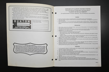 Bunton B9026 36" - 61" Self Propelled Mower Instruction Manual