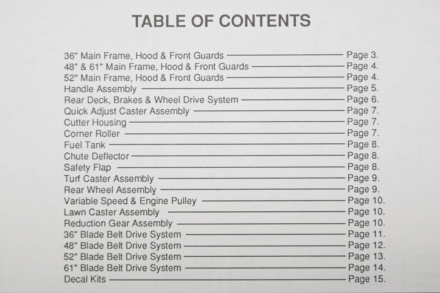 Bunton B9108 36" - 61" Self Propelled Mower Parts Manual