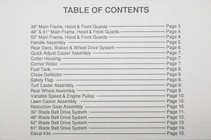 Bunton B9108 36" - 61" Self Propelled Mower Parts Manual