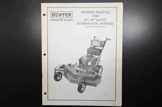 Bunton B9129 36" - 52" Hydrostatic Mowers Owner's Manual