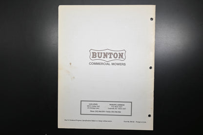Bunton B9129 36" - 52" Hydrostatic Mowers Owner's Manual