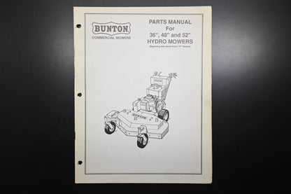 Bunton B9133 36" - 52" Hydrostatic Mowers Parts Manual