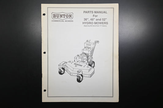 Bunton B9133 36" - 52" Hydrostatic Mowers Parts Manual