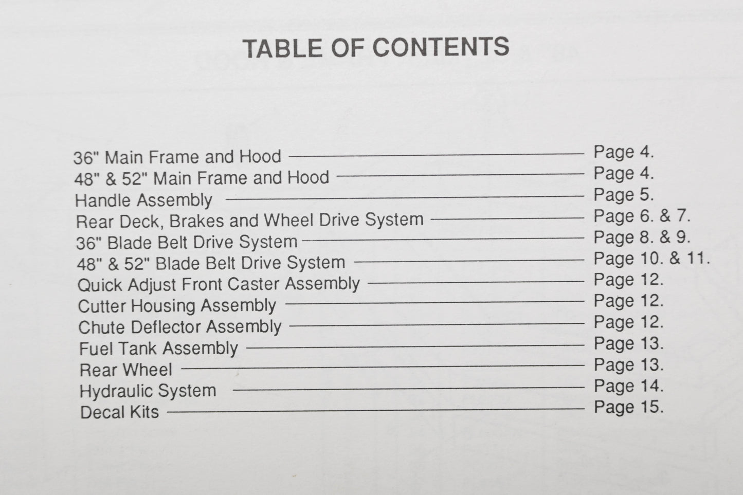Bunton B9133 36" - 52" Hydrostatic Mowers Parts Manual