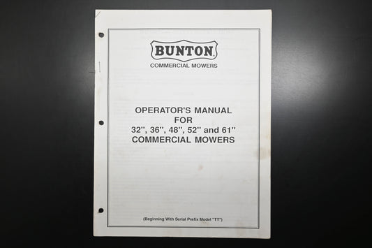 Bunton B9308 36" - 61" Commercial Mower Operator's Manual