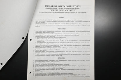 Bunton B9308 36" - 61" Commercial Mower Operator's Manual