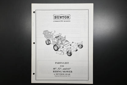Bunton B9219 48" - 61" Commercial Riding Mower Parts Manual