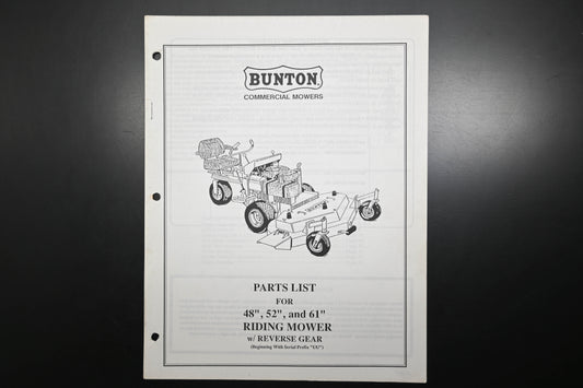 Bunton B9219 48" - 61" Commercial Riding Mower Parts Manual