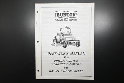 Bunton B9340 Zero Turn Mower & Deck Operator's Manual