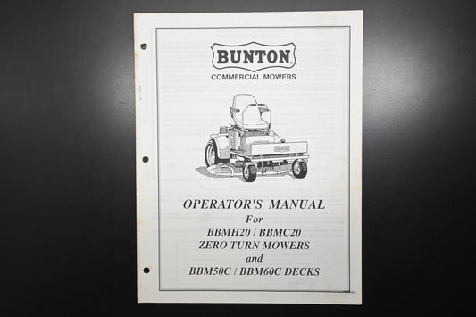 Bunton B9340 Zero Turn Mower & Deck Operator's Manual