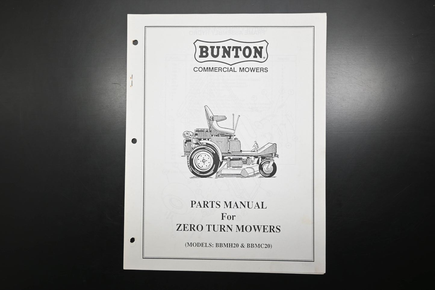 Bunton B9346 Commercial Zero Turn Mower Parts Manual