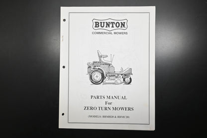 Bunton B9346 Commercial Zero Turn Mower Parts Manual