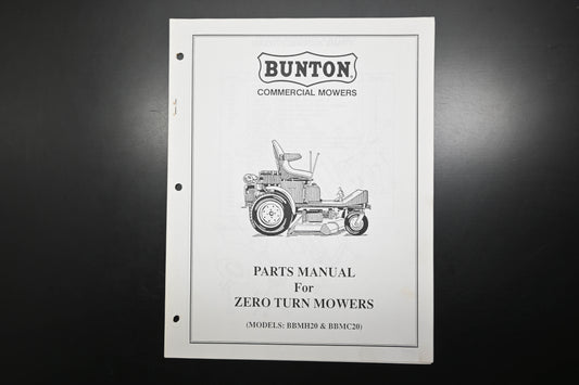 Bunton B9346 Commercial Zero Turn Mower Parts Manual