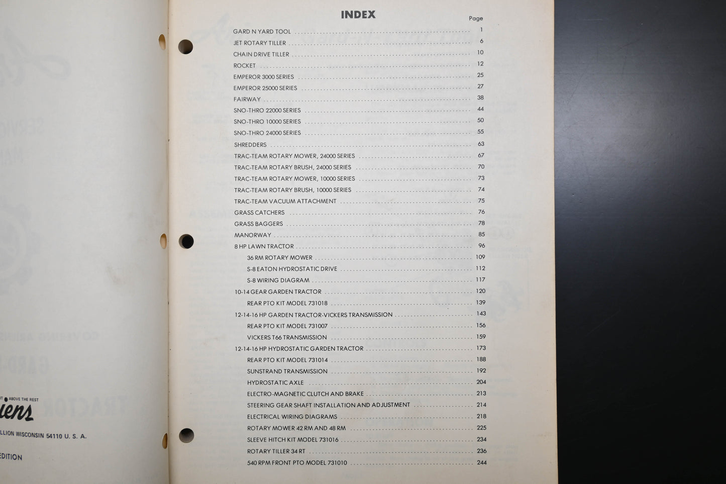 Ariens 000033 77 Gard-N-Yard Tractors Sno-Thro Shop Repair Manual