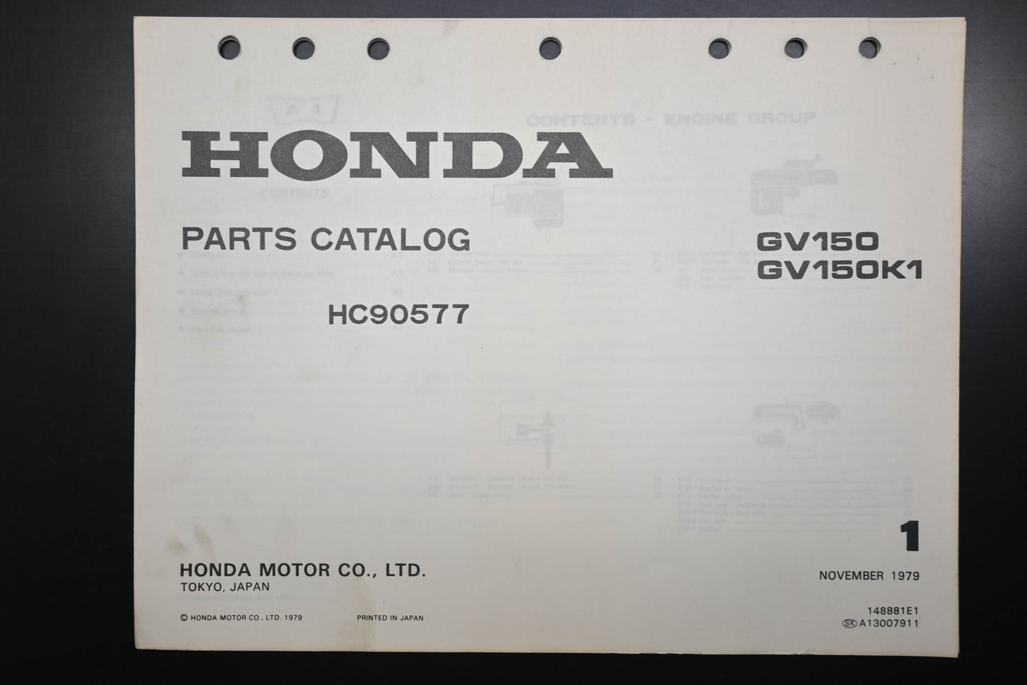 OEM Honda 148881E1 GV150 GV150K1 Engine Parts Catalog