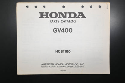 OEM Honda HC81160 GV400 Engine Parts Catalog