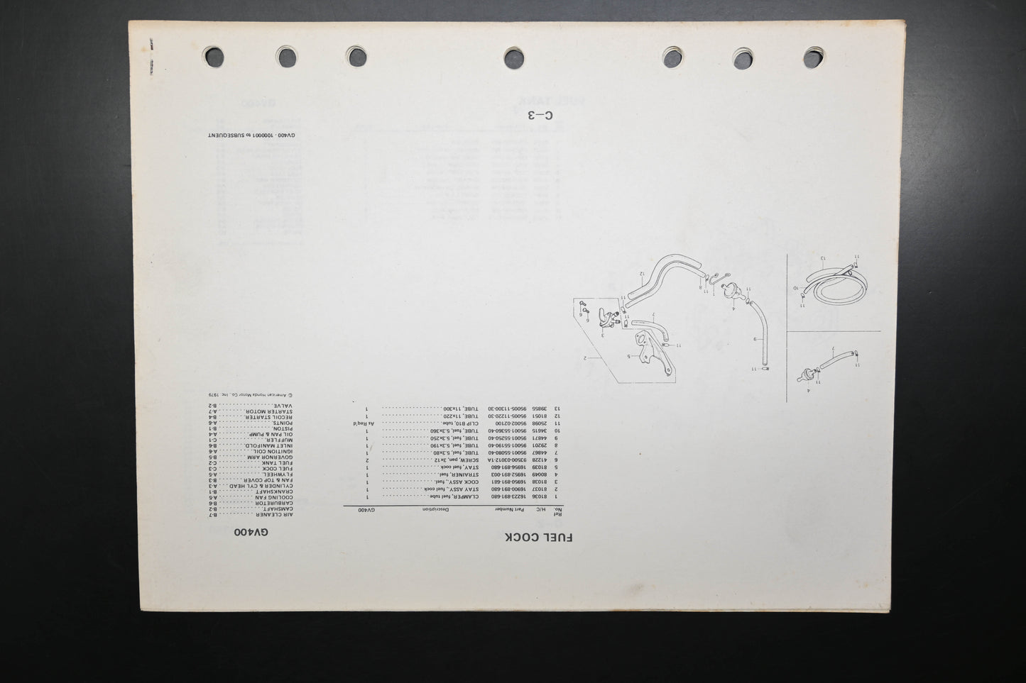 OEM Honda HC81160 GV400 Engine Parts Catalog
