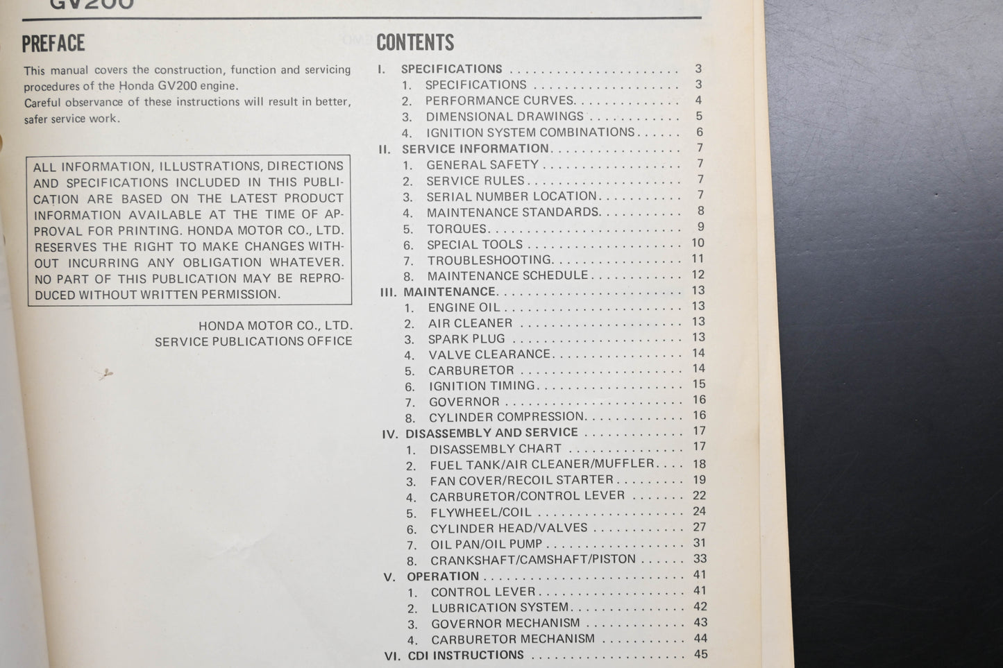 OEM Honda 6189400 GV200 Engine Shop Repair Manual