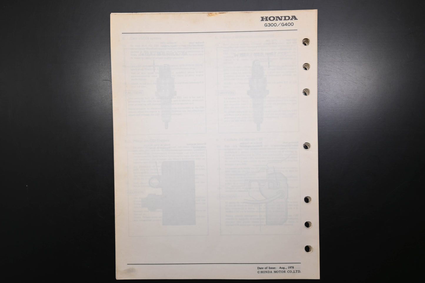 OEM Honda 6688900 G300 G400 Engine Shop Repair Manual