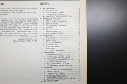 OEM Honda 6189100 GV400 Engine Shop Repair Manual