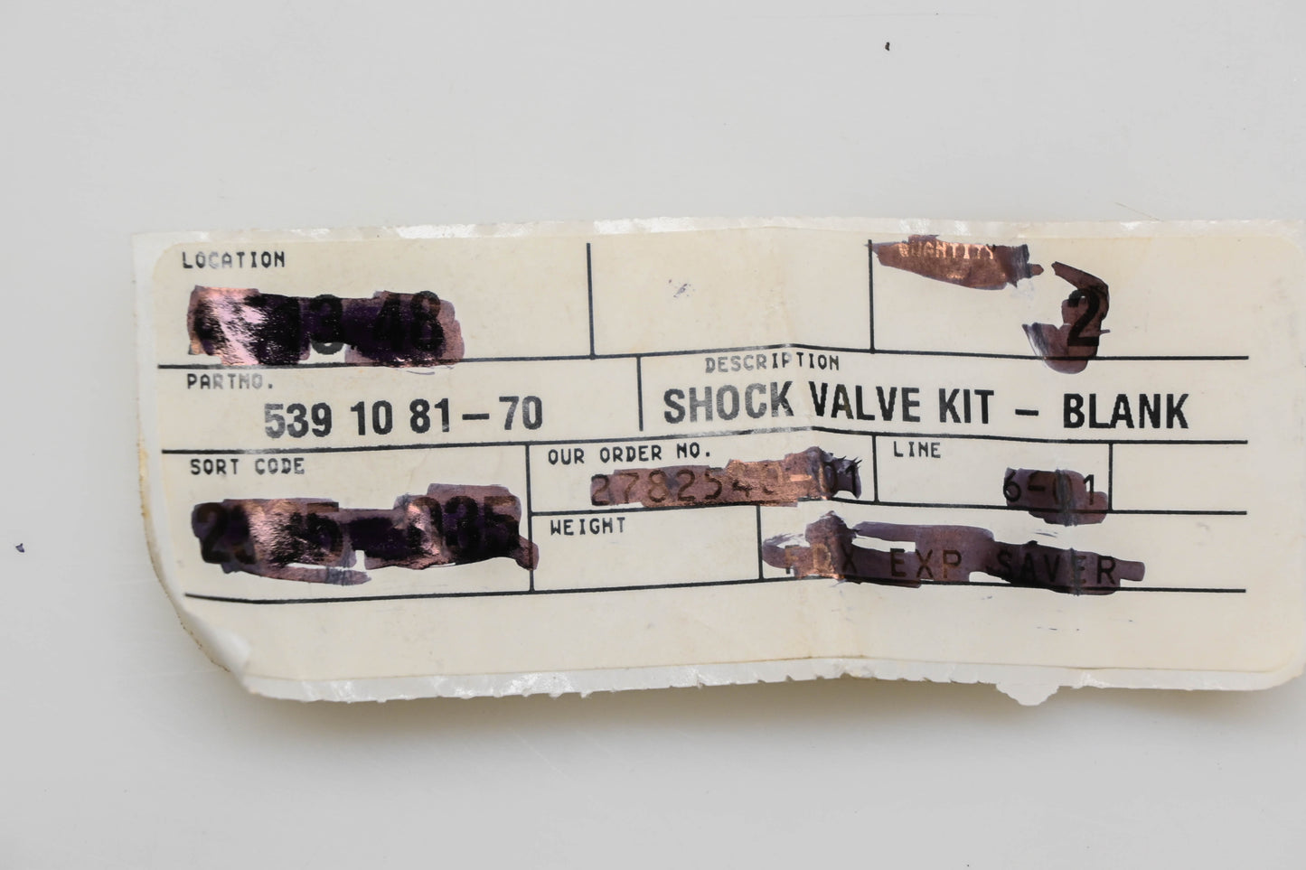 New OEM Husqvarna 539 10 81-70, 539108170 Shock Valve Kit NOS