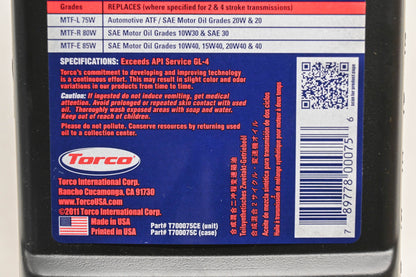 Torco T700075CE 75W Synthetic Transmission Fluid NOS