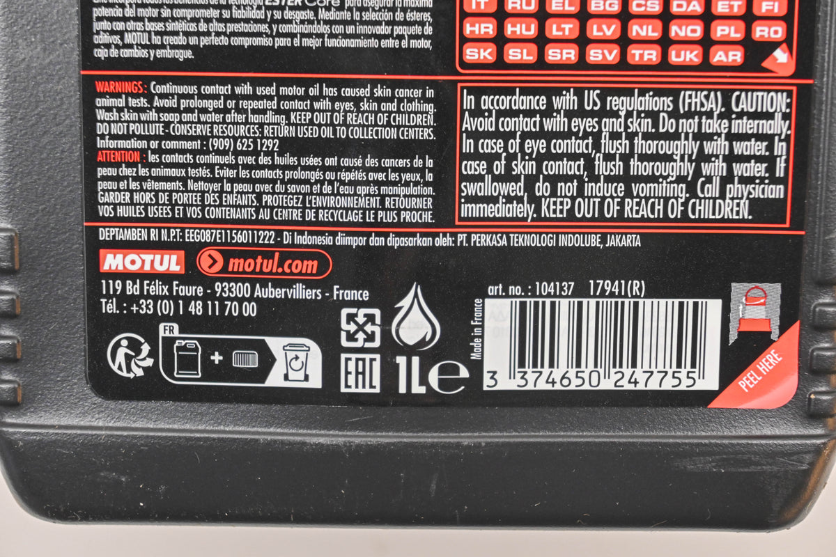 Motul 104137 1L 15W-60 Synthetic Racing Oil NOS