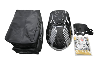 Fly Racing 73-4444L Large Silver/Black Formula Carbon Tracer Helmet NOS