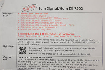 Ryco 7202 Turn Signal/Horn Kit NOS