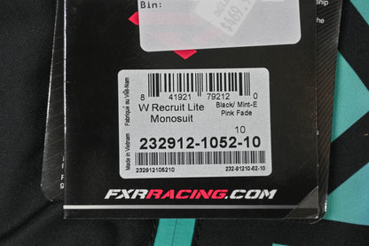 FXR 232912-1052-10 Size 10 Women's Black/Mint-E Pink Fade Recruit Lite Monosuit NOS