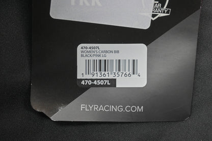 Fly Racing 470-4507L Large Women's Black/Pink Carbon Bib NOS